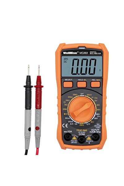 Wellhise Vc203 Ölçü Aleti Multimetre Avometre Ncv Işıklı Ekran El Feneri Isı Ölçer