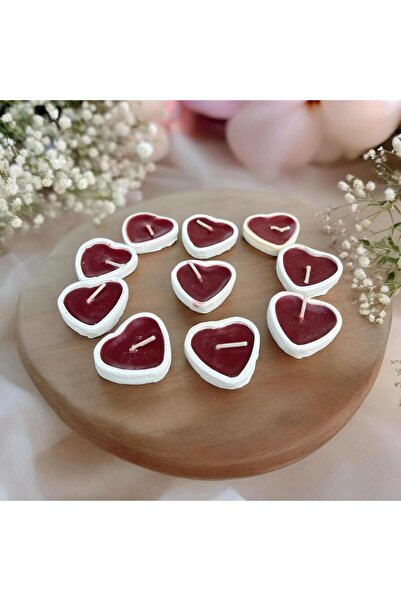aralmini 10 adet Kırmızı Kalpli Mum Sevgiliye Hediye Kalp Mum Evlilik Teklifi...