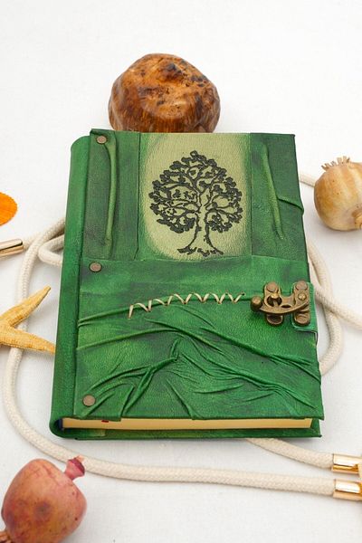 GUETTA Handmade Genuine Leather Daily Scrapbook Shamua Paper Tree of Life