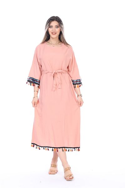 mervemoda Γυναικείο καλοκαιρινό midi φόρεμα με μανίκια τριών τετάρτων