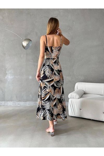 rengamoda Colorful Viscose Fabric - Strap Chest Lace-up Slit Women's Dress
