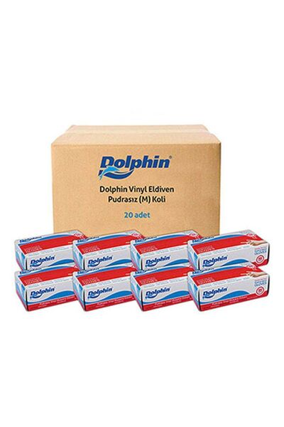 Dolphin DOLPHİN VİNİL MUAYENE ELDİVENİ PUDRASIZ 1 KOLİ(20 PAKET) (M)