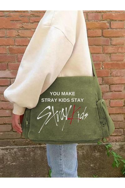 Touz Moda Unisex Μαύρη τσάντα Messenger - Stray Kids Printed