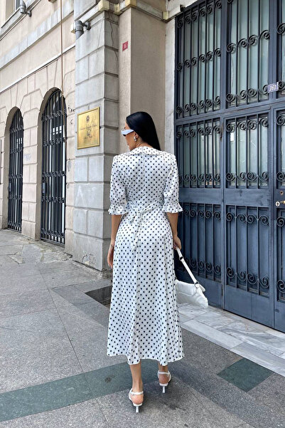 Ortaya Çık Σχέδιο Φόρεμα Λευκό Σατέν - Sweetheart Flared