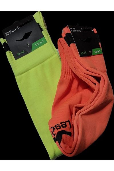 Ars Shopping Ανδρικές κάλτσες Pro Football 40-45 Cotton Neon Orange-μαύρο 2 ζευγάρια