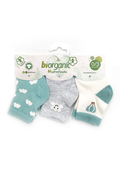 Biorganic Cloudy 3 Pack Baby Girl Socks - 68450