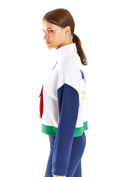 U.S. Polo Assn. PELUN-S Oversize Women's Sweatshirt - Half Zipper, Kangaroo Pocket, Color Block, Printed on the Back