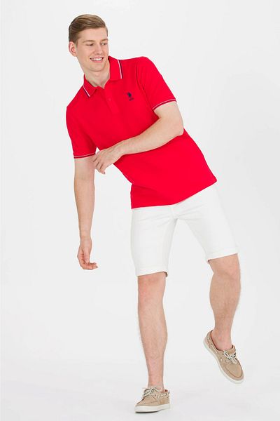U.S. Polo Assn. Piros férfi póló nyakú alap póló