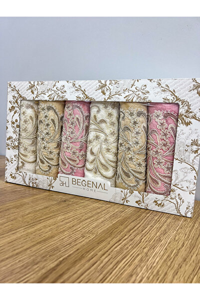 AYHANHOME Набір розкішних рушників для рук та обличчя з французького гупуру та візерунками Джейізлік 50x90 в коробці 6 шт.