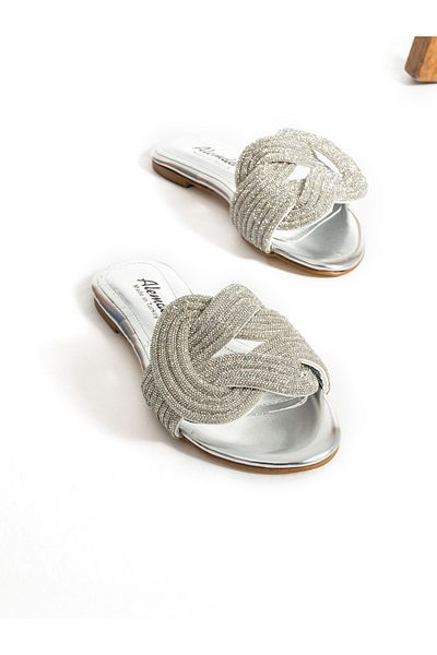 Alemdar Shoes Papuci de damă JULIE - Detaliu argintiu