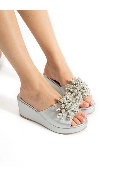 Alemdar Shoes Papuci BEST pentru femei - Detaliu cu margele argintii