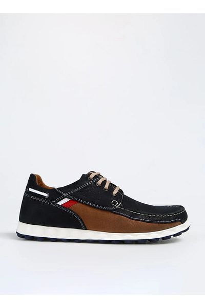 Hammer Jack Navy Blue Genuine Leather Men's Marine Shoes