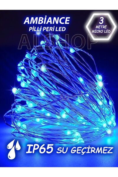 ALSHOP Yeni Nesil 3 Metre 30 Ledli Mavi Peri Led Işık