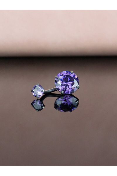MORNEVA Purple Crystal Colored Steel Belly Piercing