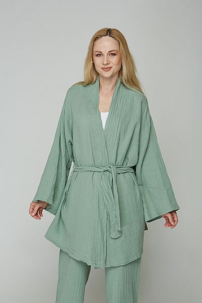estewoman 100% Cotton Muslin Kimono and Trousers - Set of 2