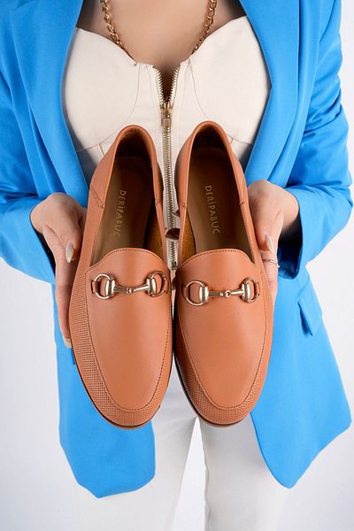 Deripabuc Genuine Leather Tan Print Women's Casual Shoes Pcc-f03