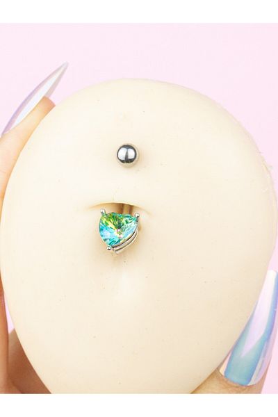 MORNEVA Green Heart - Colored Steel Belly Piercing