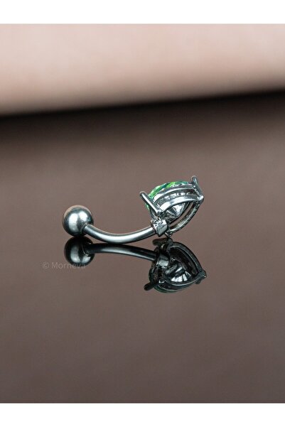 MORNEVA Renkli Kalp Çelik Belly Göbek Piercingi Mavi Kalp