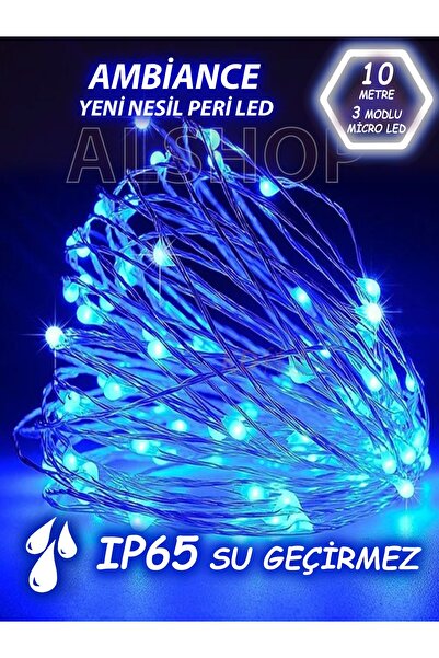 ALSHOP Yeni Nesil Peri Led Işık 10 Metre Mavi 3 Fonksiyonlu
