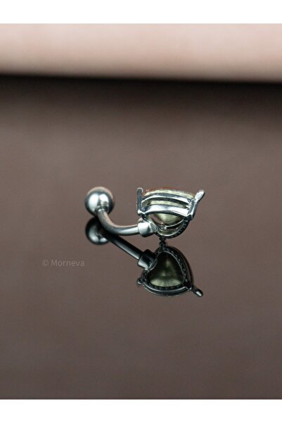 MORNEVA Renkli Kalp Çelik Belly Göbek Piercingi Fuşya Kalp