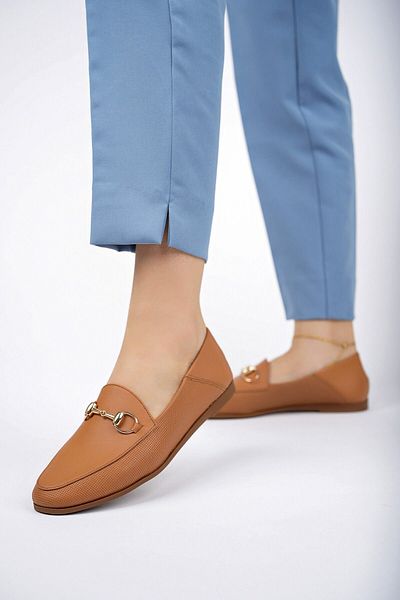 Deripabuc Genuine Leather Tan Print Women's Casual Shoes Pcc-f03