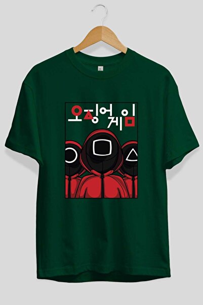Ankhises Squid Game 7 Emerald Green Oversize T-Shirt - Crew Neck, Βαμβακερό Ανδρικό Γυναικείο