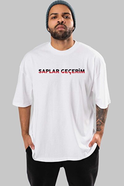 Ankhises Stabljike prolaze kroz prednju stranu Štampano Bela Oversize kroj T-...