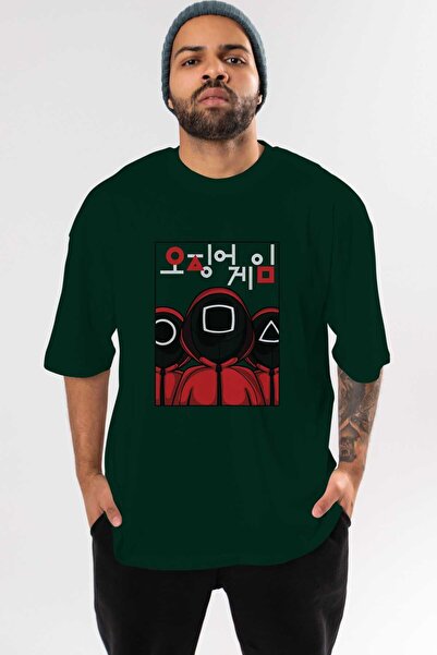 Ankhises Squid Game 7 Emerald Green Oversize T-Shirt - Crew Neck, Βαμβακερό Ανδρικό Γυναικείο