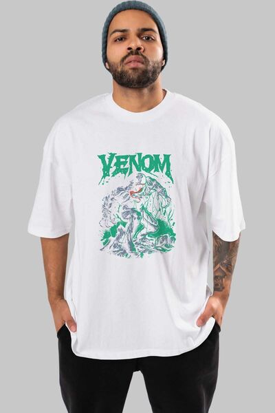 Ankhises Tricou oversize alb cu imprimeu în față Venom (3) - Bărbați și femei...