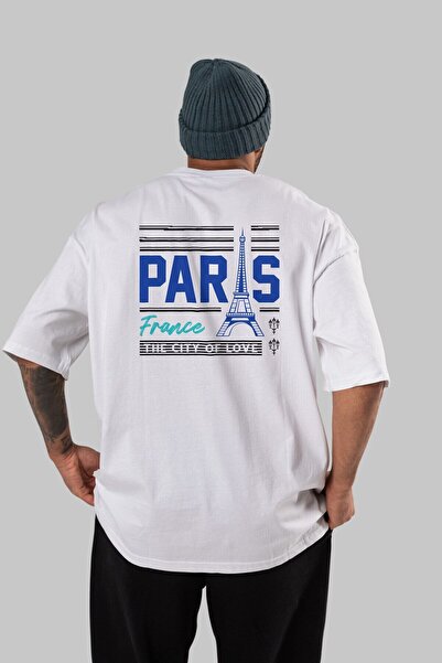 Ankhises Paris Back Štampano Bela Oversize kroj T-shirt Unisex Muškarci Žene ...