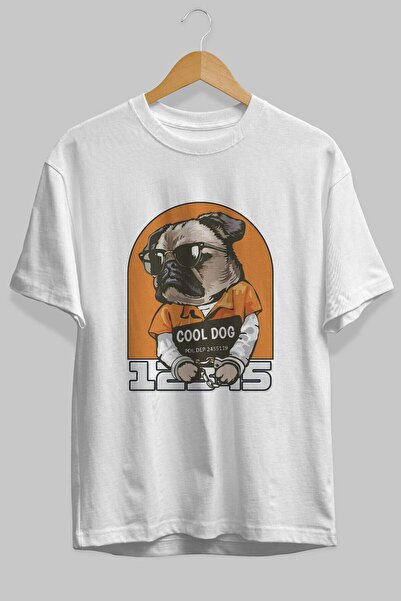Ankhises Cool Dog Front Štampano Beli Oversize kroj T-shirt Muškarci Žene okr...