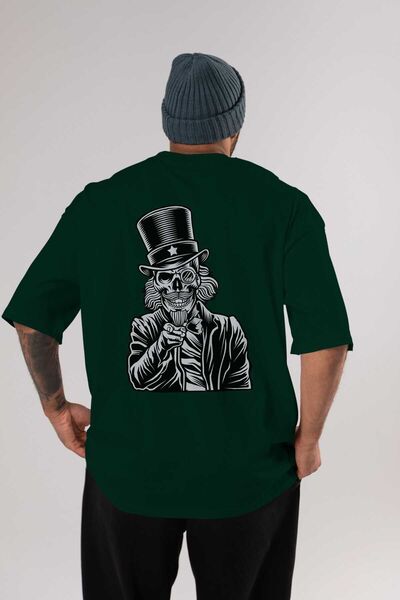 Ankhises Želim tvoju lobanju nazad Štampano smaragdno zelena Oversize kroj T-...