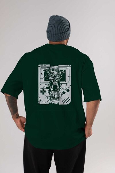 Ankhises Smaragdno zeleni Gameboy lubanja Oversize kroj T-shirt - Unisex mušk...