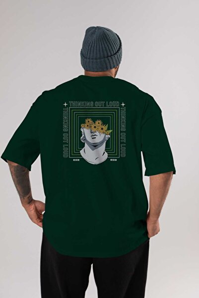 Ankhises Thinking Out Loud Back Štampano Emerald Green Oversize kroj T-shirt ...