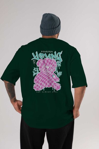 Ankhises Mladi i uvek kul medved leđa Štampano smaragdno zelena Oversize kroj...