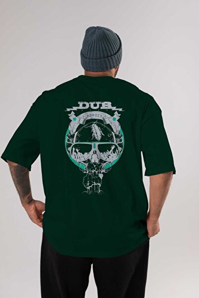 Ankhises Dub Addict Back Štampano Emerald Green Oversize kroj T-shirt Unisex ...