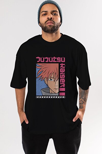 Ankhises Jujutsu Kaisen Štampano Crna Oversize kroj T-shirt - Unisex Muškarci...