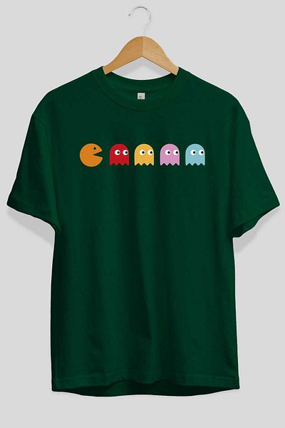 Ankhises Παιχνίδι Pac-Man Μπροστινό εμπριμέ Σμαραγδένιο Πράσινο Μπλουζάκι Oversize Ανδρικό Γυναικείο λαιμόκοψη