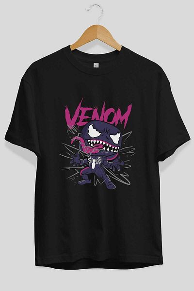 Ankhises Venom (20) Tricou negru supradimensionat - Gâtul crew, bărbați și femei