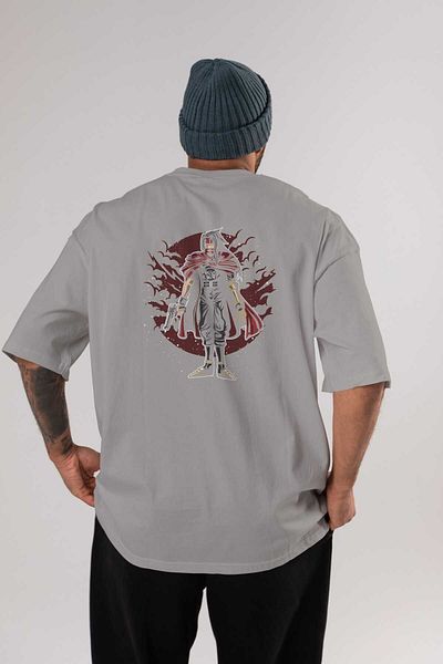 Ankhises FINAL FANTASY Tricou supradimensionat, gri, imprimat pe spate, unisex, bărbați, femei, cu gât crepus