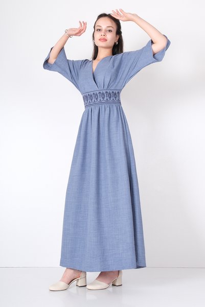 GLARMİ Beli Nakışlı Elbise