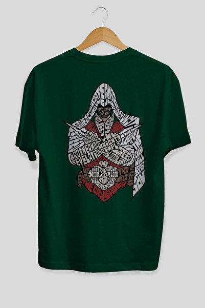 Ankhises Assassins πίσω εμπριμέ σμαραγδένιο μπλουζάκι υπερμεγέθη Unisex ανδρικό γυναικείο λαιμόκοψη