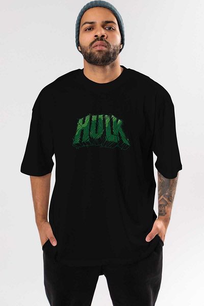 Ankhises Tricou negru supradimensionat pentru bărbați și femei Hulk (14) - Gât crew