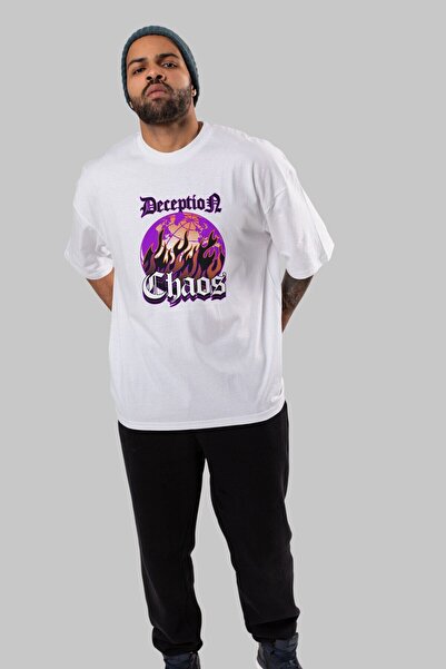 Ankhises Deception Chaos Переддрукована біла футболка оверсайз унісекс для чо...