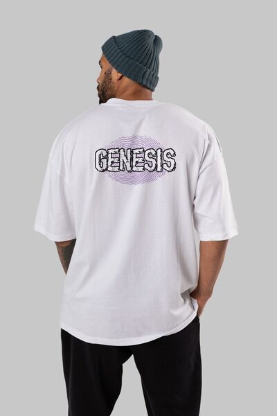 Ankhises Genesis Back Štampano Bela Oversize kroj T-shirt Unisex Muškarci Žen...