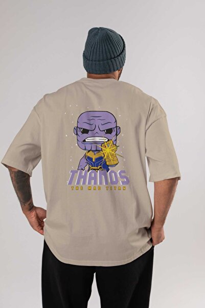 Ankhises Thanos (1) - Bež Oversize kroj Pamuk T-shirt, okrugla kragna, Muškar...