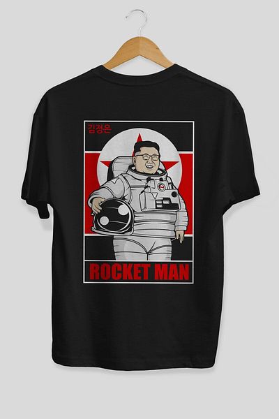 Ankhises Tricou supradimensionat negru cu imprimeu pe spate astronautul Kim, unisex, pentru bărbați, pentru femei, cu gâtul rotund