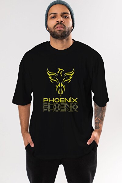 Ankhises Унисекс тениска с овъглено деколте с надпис Phoenix Written Front Pr...