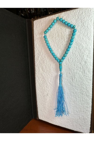 ÖMER ALTUN Turquoise Stone Prayer Beads, 8 mm Sphere Cut, Turquoise Color T-245