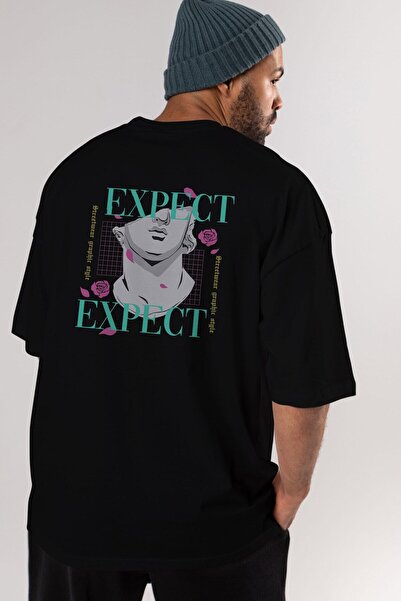 Ankhises تي شيرت أسود كبير الحجم مطبوع من الخلف للجنسين للرجال والنساء برقبة ...